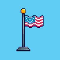 Pixel art American Flag game asset design vector