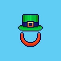 Pixel art St Patrick Day Hat and Beard game asset design vector