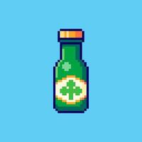 Pixel art St. Patrick's Day Beer Bottle game asset design vector