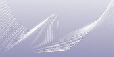 Abstract gray background with white shining curved wave lines vector