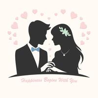 Silhouette of a couple on beige background vector