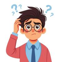 confused man thinking of problem solution carton illustration vector