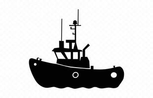 Tugboat Silhouette isolated on a white background vector