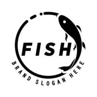 Fish logo with circular element in top view vector