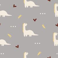 Seamless pattern with cute dino kids textile background vector