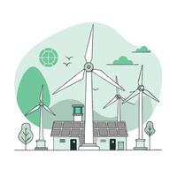 Conceptual Illustration of Wind Turbines Harnessing Renewable Energy vector