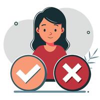 Conceptual Illustration of a Binary Decision Yes or No vector