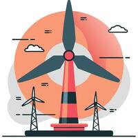 Modern Wind Turbine Energy Concept Aerial View of Windmill Farms in Fields vector