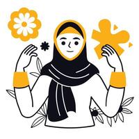 Woman s Journey of Unveiling and Embracing Freedom through Hijab Removal vector