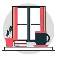 Cozy Reading Nook with Book and Aromatic Coffee vector