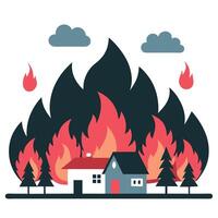 Conceptual Illustration of a Wildfire with Abstract Flourishes and Bold Colors vector