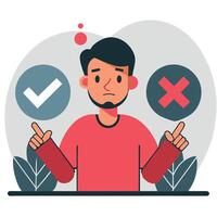 Conceptual Illustration of Yes or No Binary Choice with Checkmarks and Crosses vector