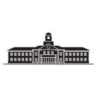 A black and white illustration of a building with a clock tower vector