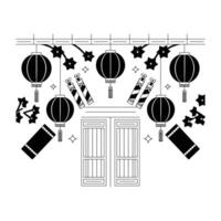 Chinese lanterns and decorations hanging from the ceiling vector