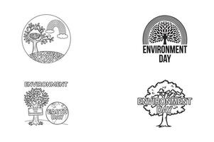 Four different logos for environment day vector