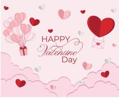happy valentine day background in paper cut style and empty space vector