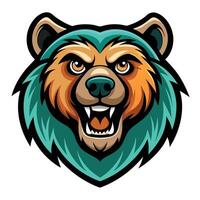 the head of a bear with an angry expression vector
