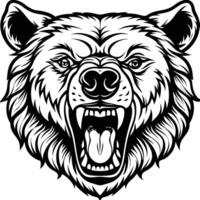a bear head with its mouth open and its teeth showing vector