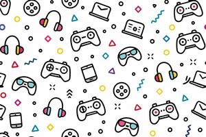 a seamless pattern with game controllers and other items vector