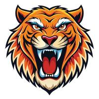 the head of a tiger is shown with its mouth open vector