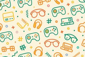 a seamless pattern with game controllers and other items vector