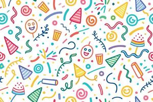 a colorful party background with confetti and balloons vector