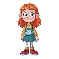 cartoon girl with red hair standing in front of a white background vector