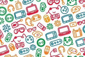 a colorful pattern with various electronic devices vector