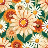 a pattern with flowers and leaves vector