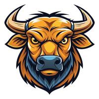 an angry bull head with horns on a white background vector