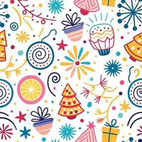 christmas seamless pattern with colorful objects vector