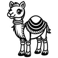 a camel is standing in a line with a black and white outline vector