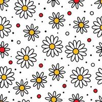a seamless pattern with daisies and polka dots vector