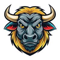 an angry bull head with horns on a white background vector