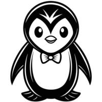 a penguin with a bow tie on its head vector