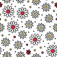 a pattern with daisies and polka dots vector