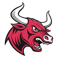 the head of a red bull is shown on a white background vector