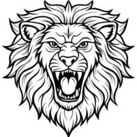 lion head with open mouth and open teeth vector