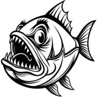 a cartoon fish with sharp teeth and open mouth vector
