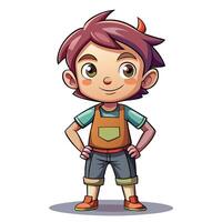 cartoon boy in overalls standing with his hands on his hips vector