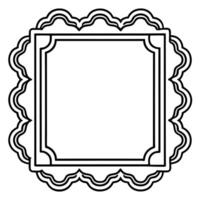 a black and white drawing of a frame with a scalloped border vector