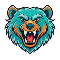 the head of a bear with an angry expression vector