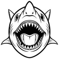 shark head with open mouth and teeth vector