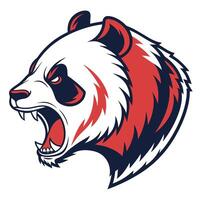the head of a panda bear is shown in a red, white and blue color scheme vector