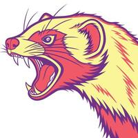 an angry ferret head with its mouth open vector
