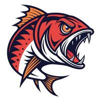 an angry fish with a mouth open and teeth vector