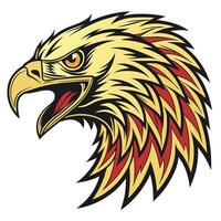 an eagle head with a red and yellow feather vector