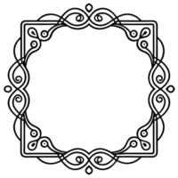 a black and white drawing of a frame with a scroll vector