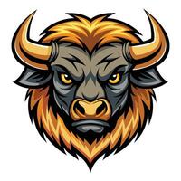 an angry bull head with horns on a white background vector