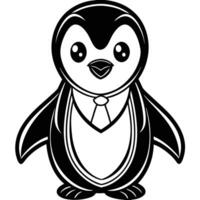 a penguin wearing a tie and tie on his head vector